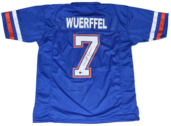 DANNY WUERFFEL AUTOGRAPHED SIGNED FLORIDA GATORS #7 BLUE JERSEY W/ 96 HEISMAN