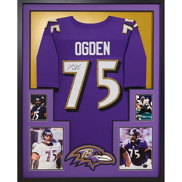 Jonathan Ogden Autographed Signed Framed Baltimore Ravens Jersey JSA