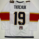 Autographed/Signed Matthew Tkachuk Florida White Hockey Jersey JSA COA