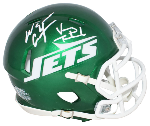 WAYNE CHREBET & VINNY TESTAVERDE SIGNED NEW YORK JETS SPEED MINI HELMET BECKETT