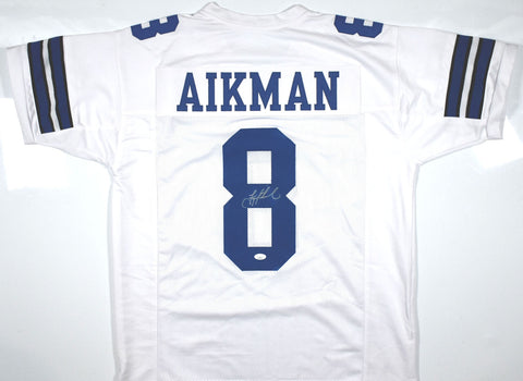 Troy Aikman Autographed White Pro Style Jersey - JSA *Silver