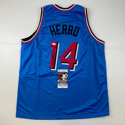 Autographed/Signed Tyler Herro Miami Blue Vice City Basketball Jersey JSA COA