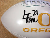 LAMICHAEL JAMES AUTOGRAPHED WHITE LOGO FOOTBALL OREGON PSA/DNA ROOKIEGRAPH 22756