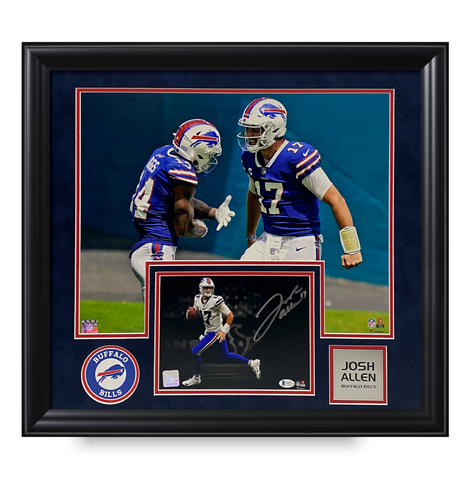 Josh Allen Signed Autographed Photo Custom Framed to 22x24 Beckett