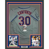 FRAMED Autographed/Signed MICHAEL CONFORTO 33x42 New York Grey Jersey JSA COA