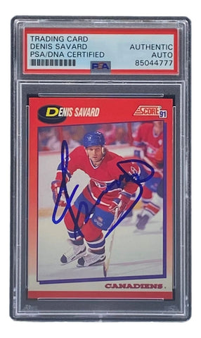 Denis Savard Signed 1991 Score #165 Montreal Canadiens Hockey Card PSA/DNA