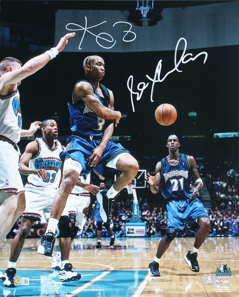 Timberwolves Kevin Garnett & Stephon Marbury Signed 16x20 Photo BAS Witnessed