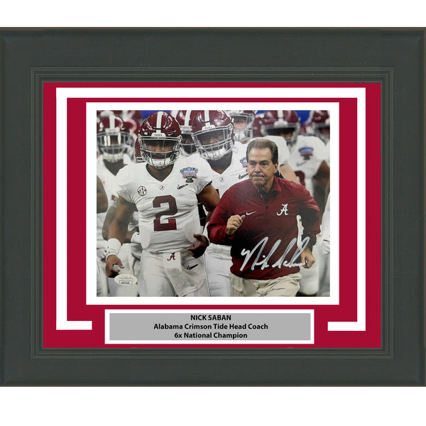 Framed Autographed/Signed Nick Saban Alabama Crimson Tide 8x10 Photo JSA COA #4