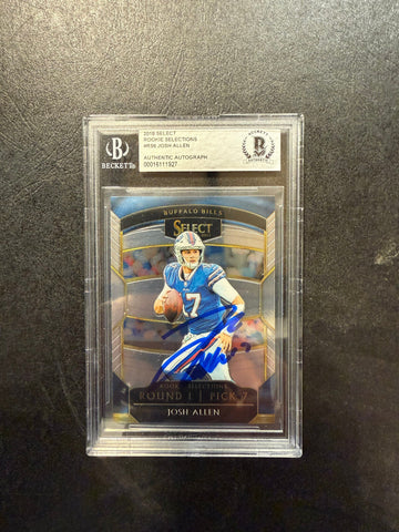 Josh Allen Bills Rookie RC Prizm Green Pulsar Auto Autograph 205 Beckett 9 MINT