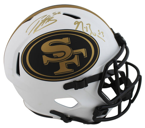 49ers Patrick Willis & Navorro Bowman Signed Lunar F/S Speed Rep Helmet BAS Wit