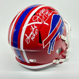 JIM KELLY THURMAN THOMAS ANDRE REED AUTOGRAPHED SIGNED RED BILLS REP HELMET BAS