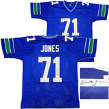 SEATTLE SEAHAWKS WALTER JONES AUTOGRAPHED SIGNED BLUE JERSEY JSA STOCK #234534