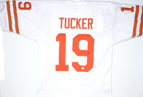 Justin Tucker Autographed White College Style Jersey- Beckett W Hologram *Black