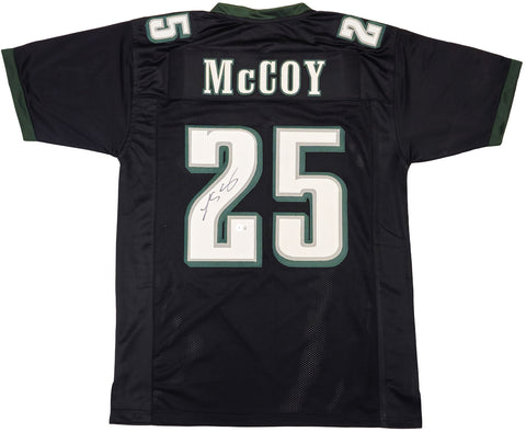 PHILADELPHIA EAGLES LESEAN MCCOY AUTOGRAPHED BLACK JERSEY BECKETT WITNESS 234695