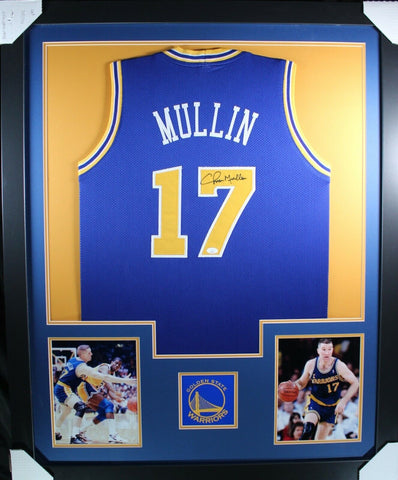 CHRIS MULLIN (Warriors blue TOWER) Signed Autographed Framed Jersey JSA