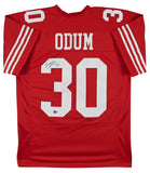 George Odum Authentic Signed Red Pro Style Jersey Autographed BAS Witnessed