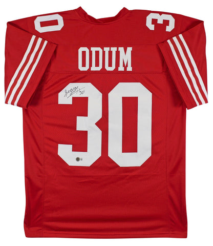 George Odum Authentic Signed Red Pro Style Jersey Autographed BAS Witnessed