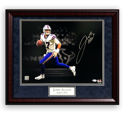 Josh Allen Signed Autographed 16x20 Photo Custom Framed to 20x24 Beckett