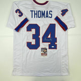 Autographed/Signed THURMAN THOMAS Buffalo White Football Jersey JSA COA Auto