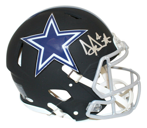 Dak Prescott Autographed Dallas Cowboys Authentic Black Matte Helmet JSA 28101