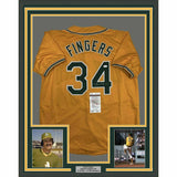 FRAMED Autographed/Signed ROLLIE FINGERS 33x42 Oakland Yellow Jersey JSA COA