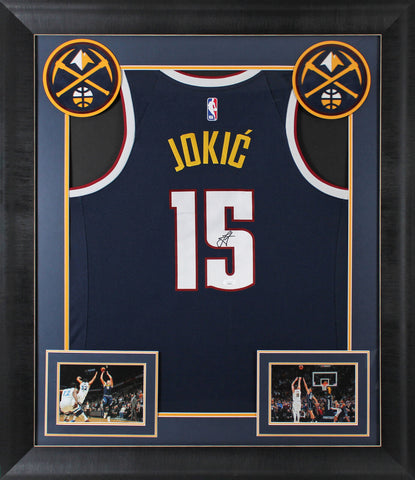 Nuggets Nikola Jokic Authentic Signed Navy Blue Nike Swingman Framed Jersey JSA