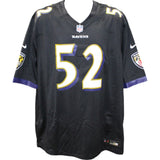 Ray Lewis Autographed/Signed Baltimore Ravens Nike Black XL Jersey Beckett 48421