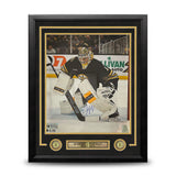 Jeremy Swayman in Goal Boston Bruins Autographed 16x20 Framed Photo JSA PSA