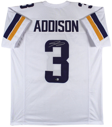 Jordan Addison Authentic Signed White Pro Style Jersey BAS Witnessed