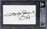 Sugar Ray Lenoard "95" Authentic Signed 3x5 Index Card Autographed BAS Slabbed