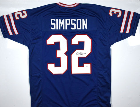 OJ Simpson Autographed Blue Pro Style Jersey - JSA W *Black