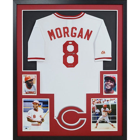 Joe Morgan Autographed Signed Framed White Cincinnati Reds Jersey JSA