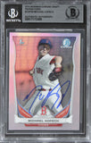 Red Sox Michael Kopech Signed 2014 Bowman Chrome Draft Ref #CDP29 Card BAS Slab