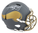 Vikings Adrian Peterson Signed Slate Full Size Speed Rep Helmet BAS Witnessed