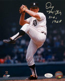 Denny McLain Signed Detroit 8x10 Pitching PF Photo W/ 31-6, 1968- JSA W Auth