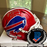 JIM KELLY SIGNED AUTOGRAPHED BUFFALO BILLS RED MINI HELMET BECKETT