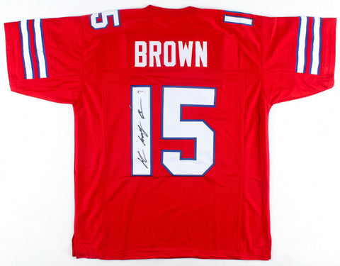 John "Smokey" Brown Signed Bills Red Jersey (PSA COA) Buffalo Wide Receiver