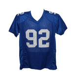 Michael Strahan Autographed/Signed Pro Style Blue XL Jersey BAS 30401