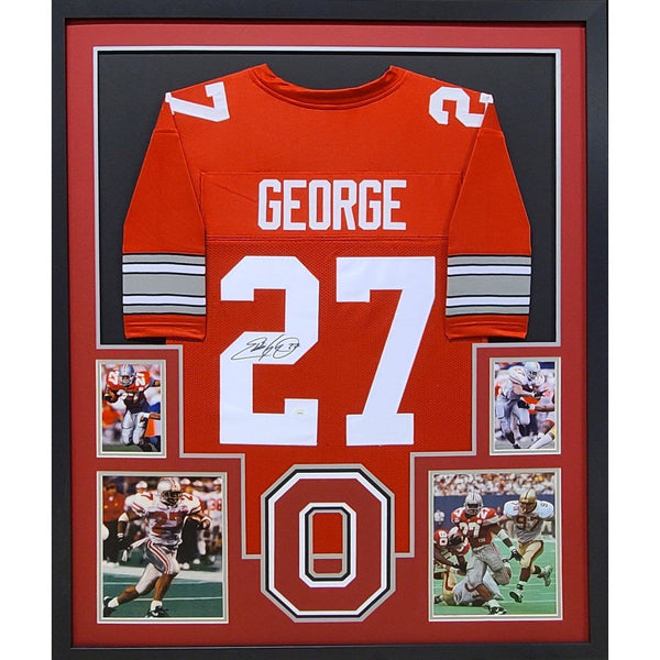 Eddie George Autographed Signed Framed Ohio State Buckeyes RB4 Jersey JSA