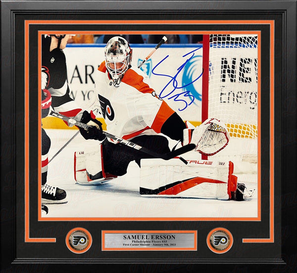 Samuel Ersson 1st Shutout Flyers Autographed 11x14 Framed Photo JSA PSA