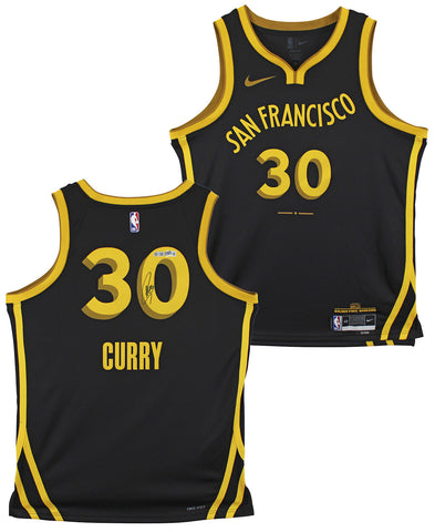 Warriors Stephen Curry Signed Black Nike 2023 City Edition Swingman Jersey BAS W