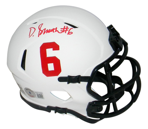 ALABAMA CRIMSON TIDE DEVONTA SMITH SIGNED LUNAR SPEED MINI HELMET BECKETT