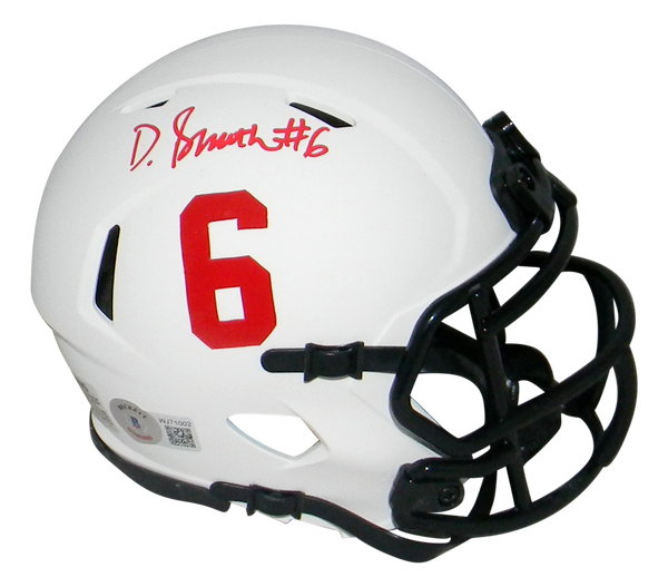 ALABAMA CRIMSON TIDE DEVONTA SMITH SIGNED LUNAR SPEED MINI HELMET BECKETT