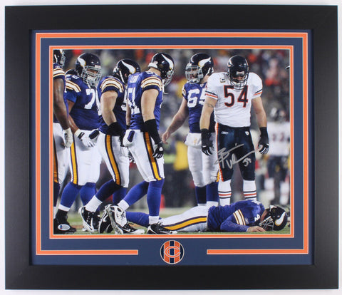 Brian Urlacher Signed Bears 23x27 Custom Framed Photo Display (Beckett COA)