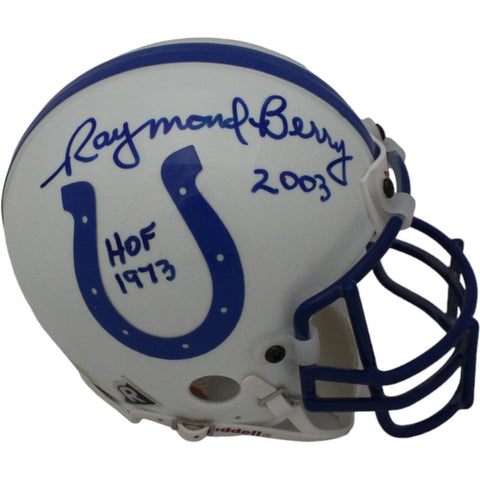 Raymond Berry Signed Colts VSR4 Authentic Mini Helmet HOF BAS 44724