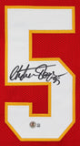 Christian Okoye Authentic Signed Red Pro Style Jersey Autographed BAS Witnessed