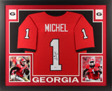 Sony Michel Signed Georgia Bulldogs 35x43 Framed Jersey (Beckett) Dolphins R.B.