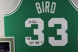 Larry Bird Autographed Celtics Mitchell & Ness Framed Jersey HOF 1998 Fanatics