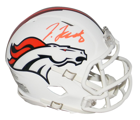 JERRY JEUDY AUTOGRAPHED DENVER BRONCOS FLAT WHITE SPEED MINI HELMET BECKETT