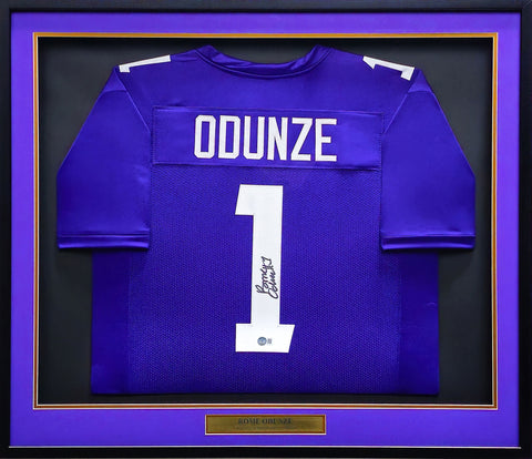 WASHINGTON ROME ODUNZE AUTOGRAPHED FRAMED PURPLE JERSEY BECKETT WITNESS 230203